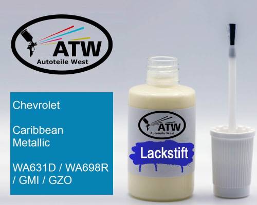 Chevrolet, Caribbean Metallic, WA631D / WA698R / GMI / GZO: 20ml Lackstift, von ATW Autoteile West.